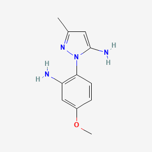 molecular formula C11H14N4O B15203611 1-(2-Amino-4-methoxyphenyl)-3-methyl-1H-pyrazol-5-amine 