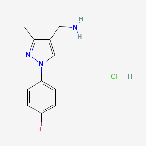 molecular formula C11H13ClFN3 B1520363 [1-(4-fluorophenyl)-3-methyl-1H-pyrazol-4-yl]methanamine hydrochloride CAS No. 1221724-28-2