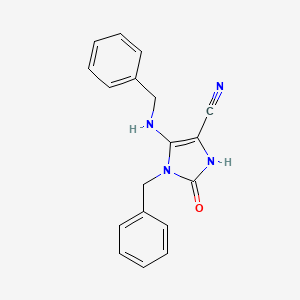 molecular formula C18H16N4O B1520364 1-benzyl-5-(benzylamino)-2-oxo-2,3-dihydro-1H-imidazole-4-carbonitrile CAS No. 1240527-94-9