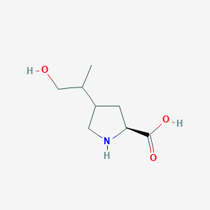 molecular formula C8H15NO3 B15203650 (2S)-4-(1-hydroxypropan-2-yl)pyrrolidine-2-carboxylic acid CAS No. 95047-04-4