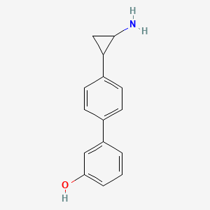 molecular formula C15H15NO B15203697 3-[4-(2-Aminocyclopropyl)phenyl]phenol 