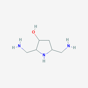 molecular formula C6H15N3O B15203724 2,5-Bis(aminomethyl)pyrrolidin-3-ol 