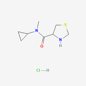 molecular formula C8H15ClN2OS B1520383 N-cyclopropyl-N-methyl-1,3-thiazolidine-4-carboxamide hydrochloride CAS No. 1251923-36-0