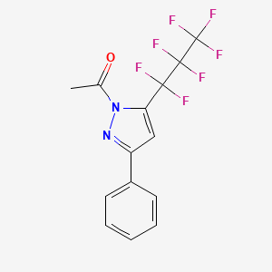 molecular formula C14H9F7N2O B15203868 1-Acetyl-5-(heptafluoropropyl)-3-phenyl-1H-pyrazole 