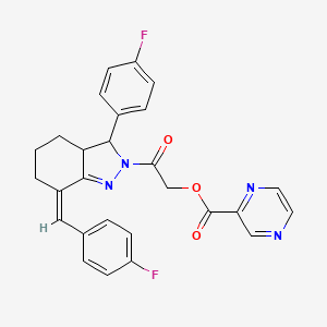 2-(7-(4-Fluorobenzylidene)-3-(4-fluorophenyl)-3,3a,4,5,6,7-hexahydro-2H-indazol-2-yl)-2-oxoethyl pyrazine-2-carboxylate