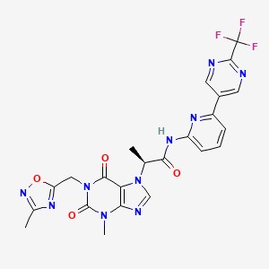 (S)-2-(3-Methyl-1-((3-methyl-1,2,4-oxadiazol-5-yl)methyl)-2,6-dioxo-1,2,3,6-tetrahydro-7H-purin-7-yl)-N-(6-(2-(trifluoromethyl)pyrimidin-5-yl)pyridin-2-yl)propanamide