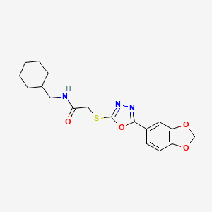 molecular formula C18H21N3O4S B15204103 2-((5-(Benzo[d][1,3]dioxol-5-yl)-1,3,4-oxadiazol-2-yl)thio)-N-(cyclohexylmethyl)acetamide 