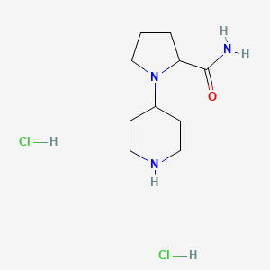 molecular formula C10H21Cl2N3O B1520415 1-(Piperidin-4-yl)pyrrolidine-2-carboxamide dihydrochloride CAS No. 864291-96-3