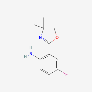 molecular formula C11H13FN2O B15204281 2-(4,4-Dimethyl-4,5-dihydrooxazol-2-yl)-4-fluoroaniline 