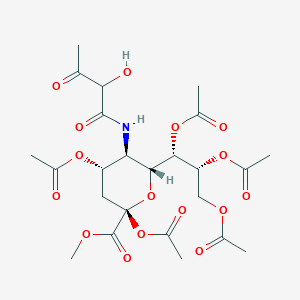 molecular formula C24H33NO16 B15204284 (1S,2R)-1-((2R,3R,4S,6R)-4,6-Diacetoxy-3-(2-hydroxy-3-oxobutanamido)-6-(methoxycarbonyl)tetrahydro-2H-pyran-2-yl)propane-1,2,3-triyl triacetate 