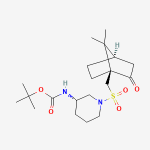 tert-Butyl ((S)-1-((((1S,4R)-7,7-dimethyl-2-oxobicyclo[2.2.1]heptan-1-yl)methyl)sulfonyl)piperidin-3-yl)carbamate