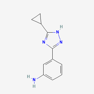 molecular formula C11H12N4 B1520438 3-(3-cyclopropyl-1H-1,2,4-triazol-5-yl)aniline CAS No. 1240527-58-5