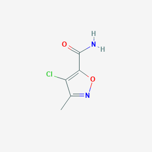 molecular formula C5H5ClN2O2 B15204396 4-Chloro-3-methylisoxazole-5-carboxamide 