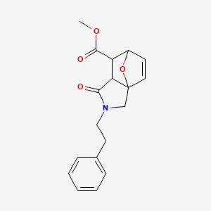 molecular formula C18H19NO4 B15204463 Methyl 1-oxo-2-(2-phenylethyl)-1,2,3,6,7,7a-hexahydro-3a,6-epoxyisoindole-7-carboxylate 