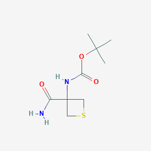 molecular formula C9H16N2O3S B15204498 tert-Butyl N-(3-carbamoylthietan-3-yl)carbamate 