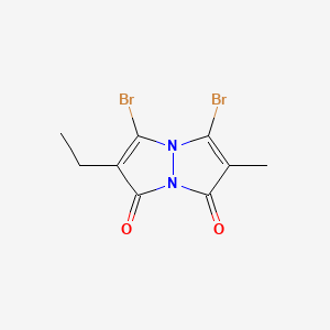 molecular formula C9H8Br2N2O2 B15204538 3,5-Dibromo-2-ethyl-6-methylpyrazolo[1,2-a]pyrazole-1,7-dione 