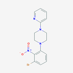 molecular formula C15H15BrN4O2 B15204543 1-(3-Bromo-2-nitrophenyl)-4-(pyridin-2-YL)piperazine 