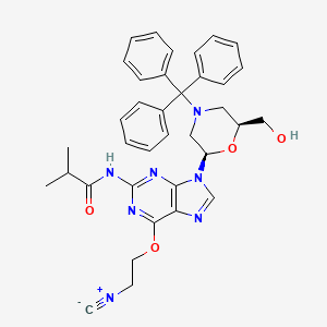 molecular formula C36H37N7O4 B15204794 N-(9-((2R,6S)-6-(Hydroxymethyl)-4-tritylmorpholin-2-yl)-6-(2-isocyanoethoxy)-9H-purin-2-yl)isobutyramide 