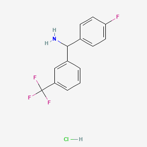molecular formula C14H12ClF4N B1520482 (4-Fluorophenyl)[3-(trifluoromethyl)phenyl]methanamine hydrochloride CAS No. 1240528-82-8