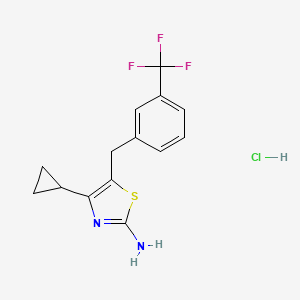 molecular formula C14H14ClF3N2S B1520489 4-环丙基-5-{[3-(三氟甲基)苯基]甲基}-1,3-噻唑-2-胺盐酸盐 CAS No. 1240527-65-4