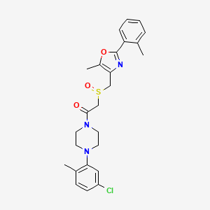 1-(4-(5-Chloro-2-methylphenyl)piperazin-1-yl)-2-(((5-methyl-2-(o-tolyl)oxazol-4-yl)methyl)sulfinyl)ethan-1-one