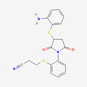 molecular formula C19H17N3O2S2 B15204935 3-((2-(3-((2-Aminophenyl)thio)-2,5-dioxopyrrolidin-1-yl)phenyl)thio)propanenitrile 