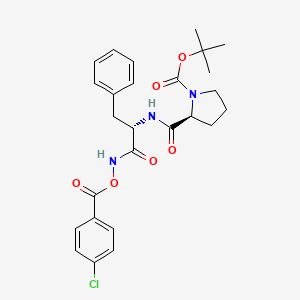 molecular formula C26H30ClN3O6 B15204953 tert-Butyl (S)-2-(((S)-1-(((4-chlorobenzoyl)oxy)amino)-1-oxo-3-phenylpropan-2-yl)carbamoyl)pyrrolidine-1-carboxylate 