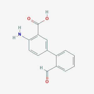 molecular formula C14H11NO3 B15205073 4-Amino-2'-formyl[1,1'-biphenyl]-3-carboxylic acid 