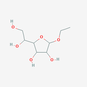 molecular formula C8H16O6 B15205085 2-(1,2-Dihydroxyethyl)-5-ethoxytetrahydrofuran-3,4-diol CAS No. 13403-13-9