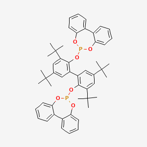 molecular formula C52H56O6P2 B15205130 6,6'-((3,3',5,5'-Tetra-tert-butyl-[1,1'-biphenyl]-2,2'-diyl)bis(oxy))didibenzo[d,f][1,3,2]dioxaphosphepine CAS No. 138776-88-2