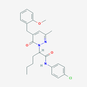 molecular formula C25H28ClN3O3 B15205210 N-(4-chlorophenyl)-2-(5-(2-methoxybenzyl)-3-methyl-6-oxopyridazin-1(6H)-yl)hexanamide 