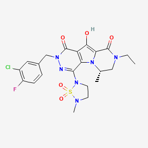 (13S)-5-[(3-chloro-4-fluorophenyl)methyl]-11-ethyl-8-hydroxy-13-methyl-3-(5-methyl-1,1-dioxo-1,2,5-thiadiazolidin-2-yl)-1,4,5,11-tetrazatricyclo[7.4.0.02,7]trideca-2(7),3,8-triene-6,10-dione