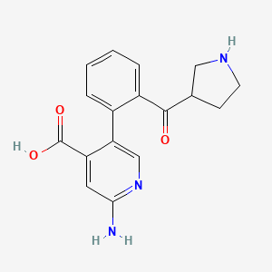 molecular formula C17H17N3O3 B15205267 2-Amino-5-(2-(pyrrolidine-3-carbonyl)phenyl)isonicotinic acid 