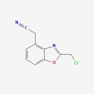 molecular formula C10H7ClN2O B15205368 2-(Chloromethyl)benzo[d]oxazole-4-acetonitrile 