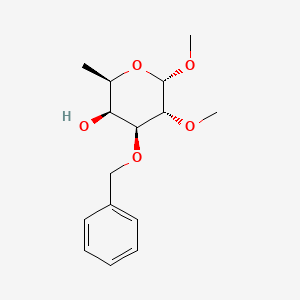 molecular formula C15H22O5 B15205379 Methyl 3-O-benzyl-6-deoxy-2-O-methyl-a-D-galactopyranoside 