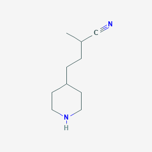 molecular formula C10H18N2 B15205384 2-Methyl-4-(piperidin-4-yl)butanenitrile 