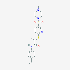 molecular formula C21H28N4O3S2 B15205401 N-(4-Ethylphenyl)-2-((5-((4-methylpiperazin-1-yl)sulfonyl)pyridin-2-yl)thio)propanamide 