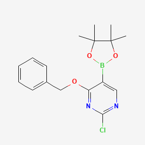 B1520550 4-(Benzyloxy)-2-chloro-5-(4,4,5,5-tetramethyl-1,3,2-dioxaborolan-2-yl)pyrimidine CAS No. 1073354-22-9