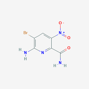 molecular formula C6H5BrN4O3 B15205578 6-Amino-5-bromo-3-nitropyridine-2-carboxamide 