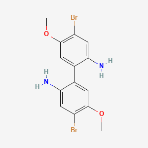 molecular formula C14H14Br2N2O2 B15205595 4,4'-Dibromo-5,5'-dimethoxy-[1,1'-biphenyl]-2,2'-diamine 