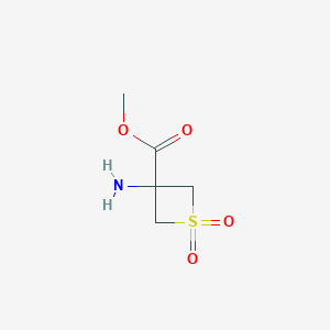 molecular formula C5H9NO4S B15205708 Methyl 3-amino-1,1-dioxo-thietane-3-carboxylate 