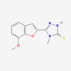 molecular formula C12H11N3O2S B15205724 5-(7-Methoxy-benzofuran-2-yl)-4-methyl-4H-[1,2,4]triazole-3-thiol CAS No. 737775-29-0