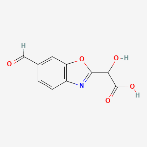 molecular formula C10H7NO5 B15205791 2-(Carboxy(hydroxy)methyl)benzo[d]oxazole-6-carboxaldehyde 