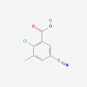 molecular formula C9H6ClNO2 B15205844 2-Chloro-5-cyano-3-methylbenzoic acid 