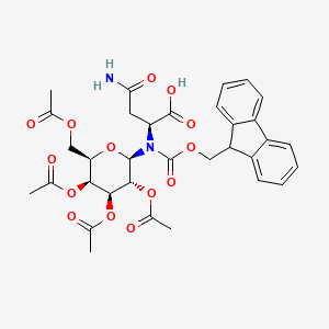 molecular formula C33H36N2O14 B15206086 (2S)-4-amino-2-[9H-fluoren-9-ylmethoxycarbonyl-[(2R,3R,4S,5S,6R)-3,4,5-triacetyloxy-6-(acetyloxymethyl)oxan-2-yl]amino]-4-oxobutanoic acid 