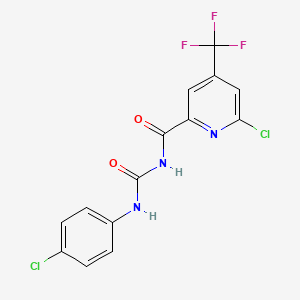 molecular formula C14H8Cl2F3N3O2 B15206242 N-(4-chlorophenyl)-N'-{[6-chloro-4-(trifluoromethyl)-2-pyridyl]carbonyl}urea CAS No. 648408-77-9