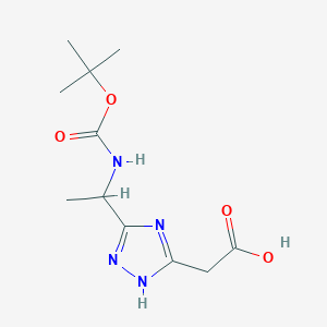 molecular formula C11H18N4O4 B1520625 (5-{1-[(Tert-butoxycarbonyl)amino]ethyl}-4H-1,2,4-triazol-3-YL)acetic acid CAS No. 938459-15-5