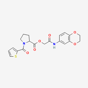 2-((2,3-Dihydrobenzo[b][1,4]dioxin-6-yl)amino)-2-oxoethyl (thiophene-2-carbonyl)prolinate