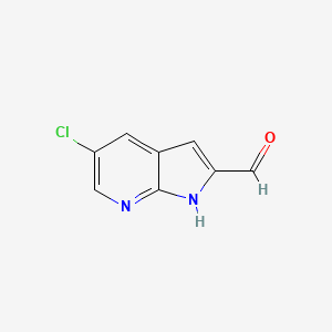 molecular formula C8H5ClN2O B15206344 5-Chloro-1H-pyrrolo[2,3-b]pyridine-2-carbaldehyde 