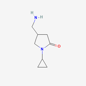 molecular formula C8H14N2O B1520642 4-(Aminomethyl)-1-cyclopropylpyrrolidin-2-one CAS No. 936940-46-4